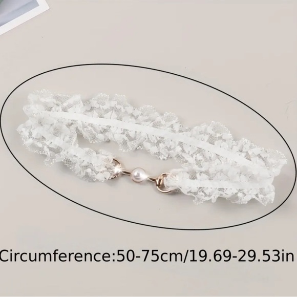 Bridal garter, golden bar w/ pearl bead approx. 9” diameter. NIP, elastic band - Picture 7 of 7